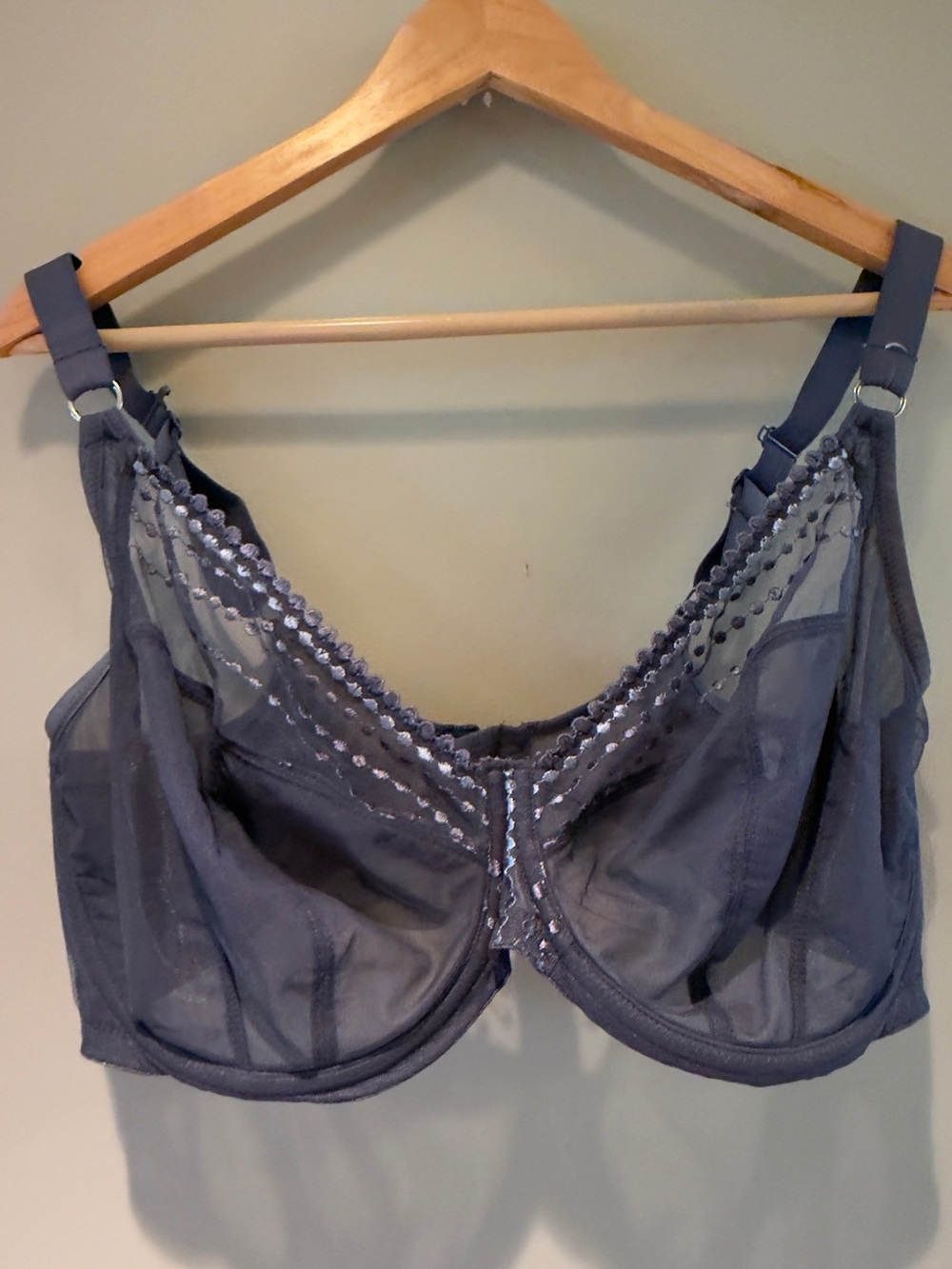 Elomi Slate Blue Sheer Lace Underwire Bra 36K